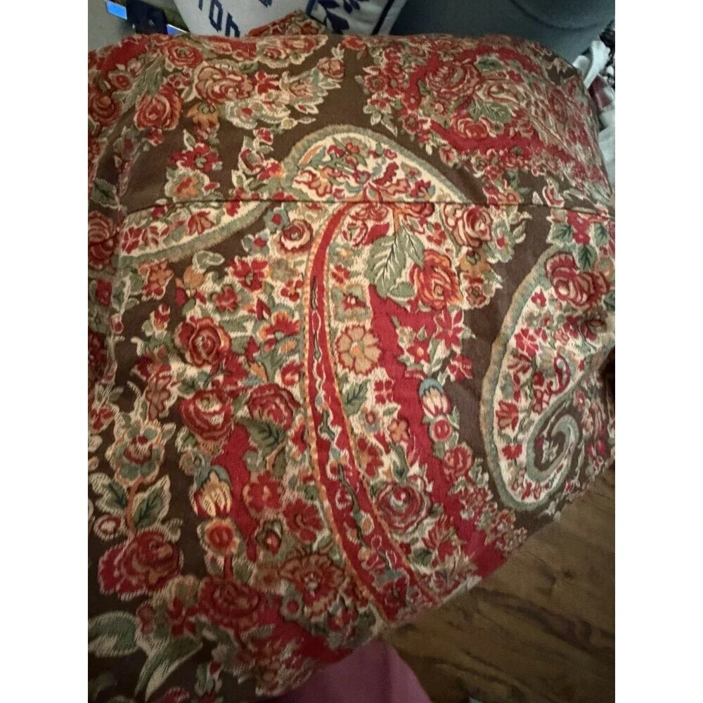 Pottery Barn Duvet Cover Bedding Carrie Paisley Brown Red Linen Full / Queen HTF